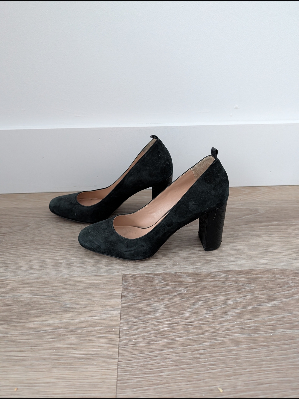 Franco Sarto Classic Women's Black Suede Block Heel Pumps